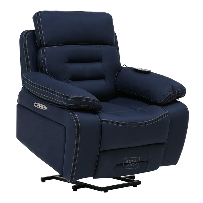 1 Seater Smart Tech Riser Recliner Cinema Chair | Blue Fabric | Tuscany