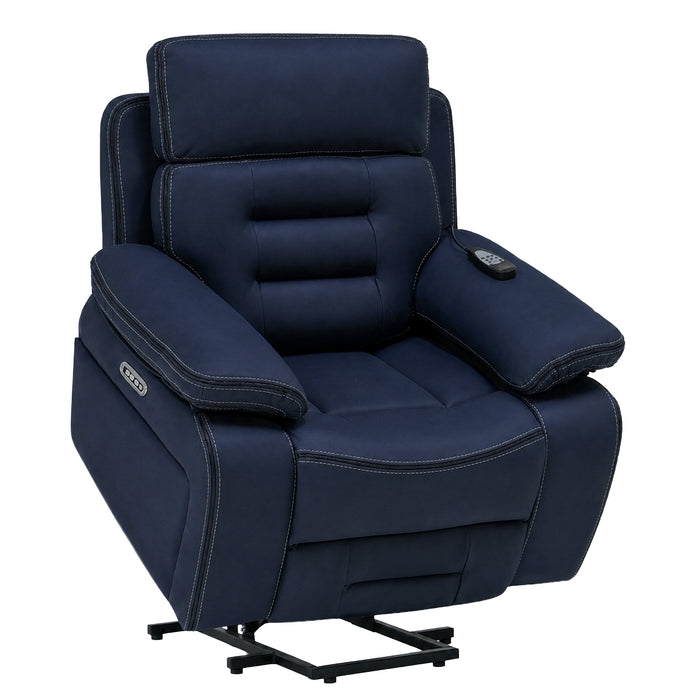 1 Seater Smart Tech Riser Recliner Cinema Chair | Blue Fabric | Tuscany