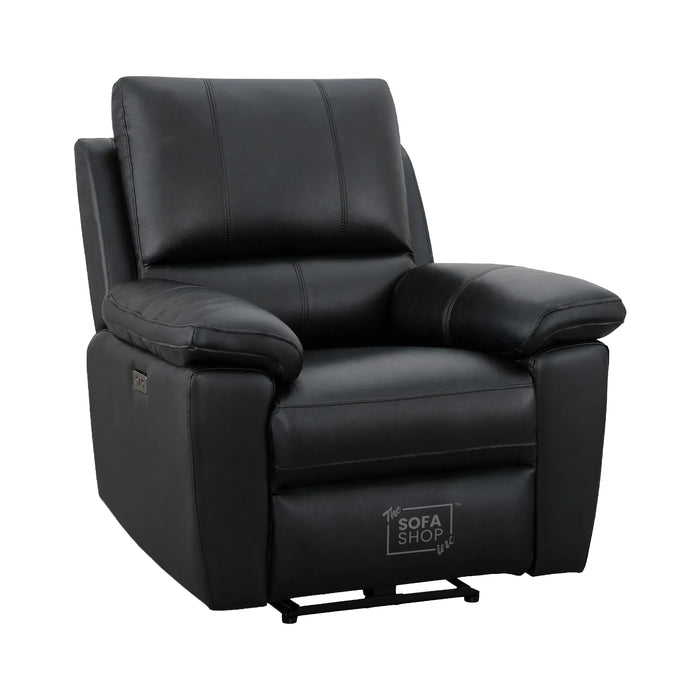 1 Seater Electric Recliner Chair | Black Real Leather | Trento