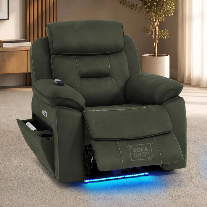 1 Seater Smart Tech Electric Recliner Cinema Chair | Green Fabric | Florence