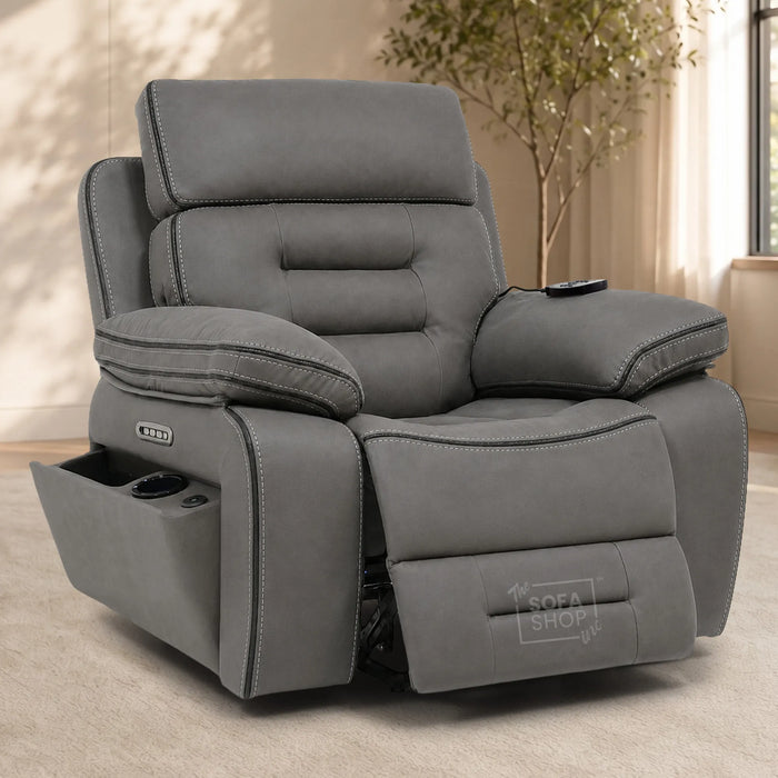 1 Seater Smart Tech Riser Recliner Cinema Chair | Graphite Grey Fabric | Tuscany