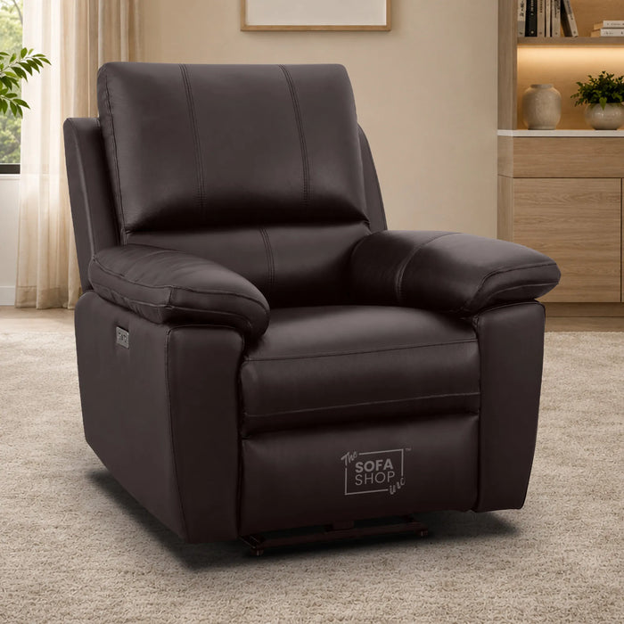 1 Seater Electric Recliner Chair | Brown Real Leather | Trento