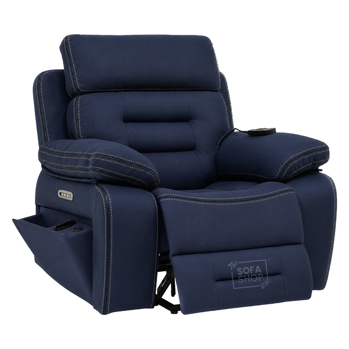 1 Seater Smart Tech Riser Recliner Cinema Chair | Blue Fabric | Tuscany