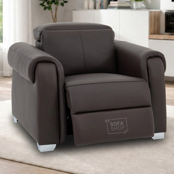 1 Seater Electric Recliner Chair | Brown Real Leather | Turin