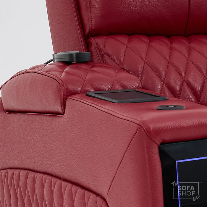 1 Seater Smart Tech Electric Recliner Cinema Chair | Luxury Theatre Seating | Red Real Leather | Assisi