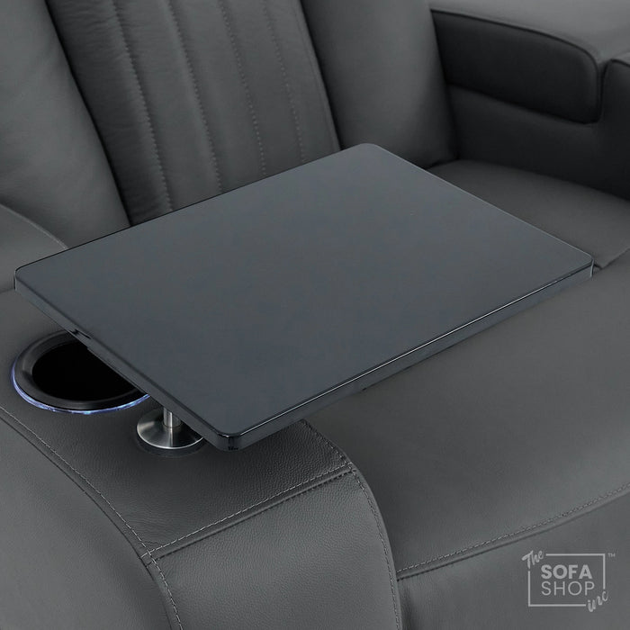 1 Seater Smart Tech Electric Recliner Cinema Chair | Luxury Theatre Seating | Grey Real Leather | Capri