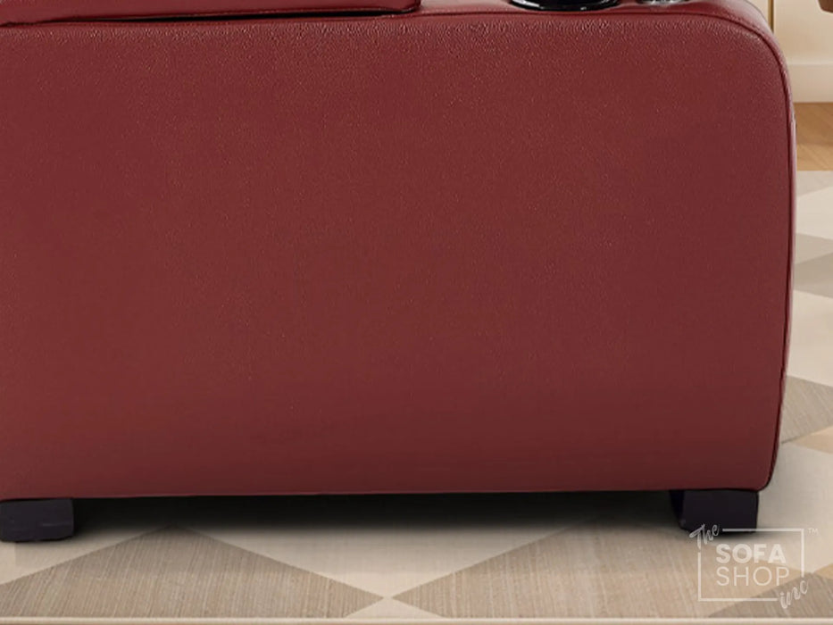 1 Seater Smart Tech Electric Recliner Cinema Chair | Luxury Theatre Seating | Red Real Leather | Rimini
