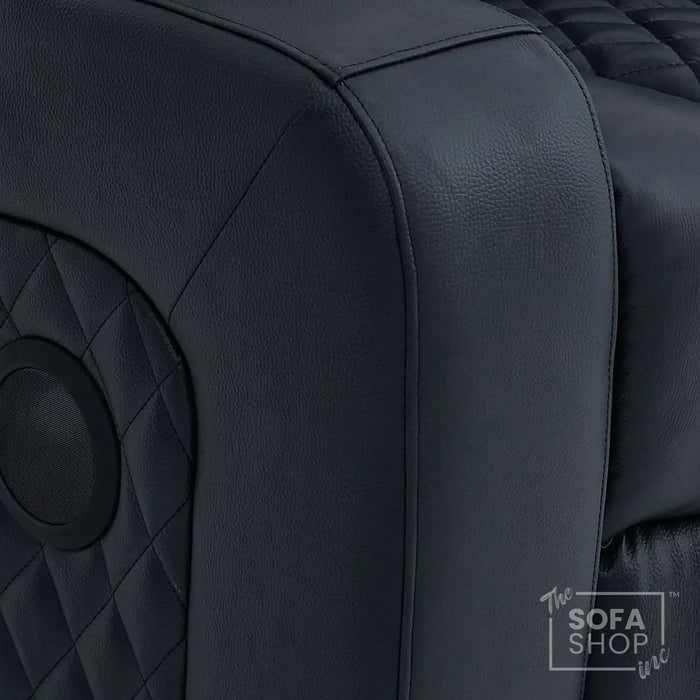2 Seater Smart Tech Electric Recliner Cinema Sofa | Luxury Theatre Seating | Black Real Leather | Milano