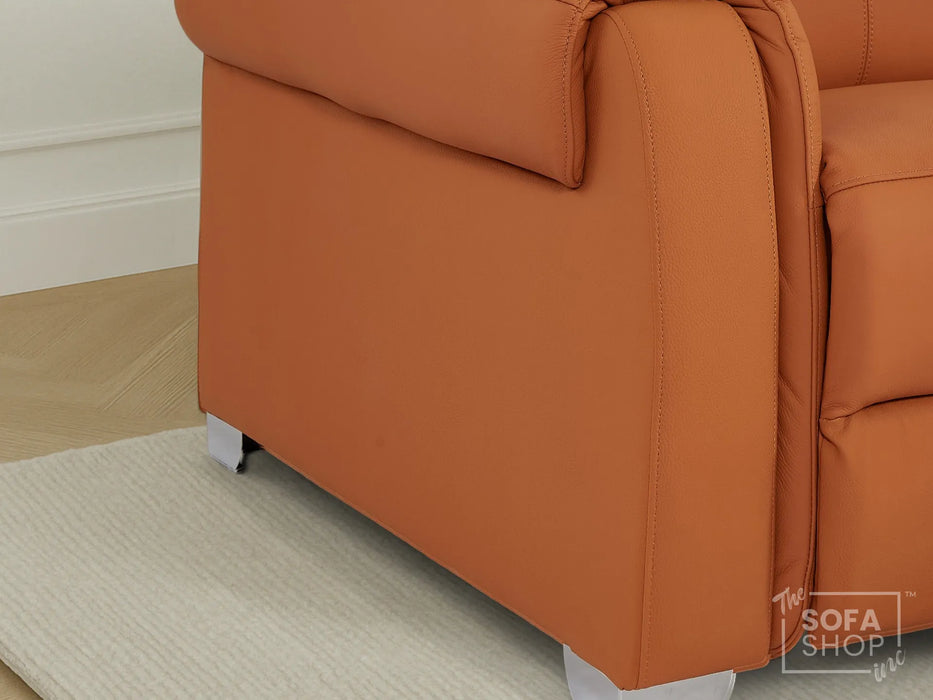 1 Seater Electric Recliner Chair | Orange Real Leather | Turin