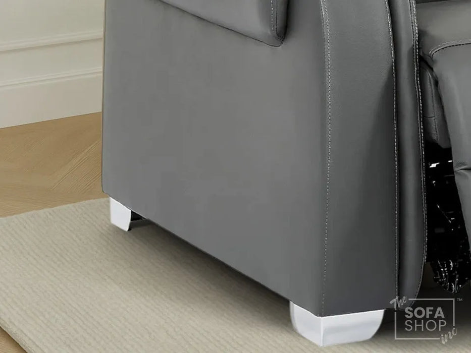 1 Seater Electric Recliner Chair | Grey Real Leather | Turin