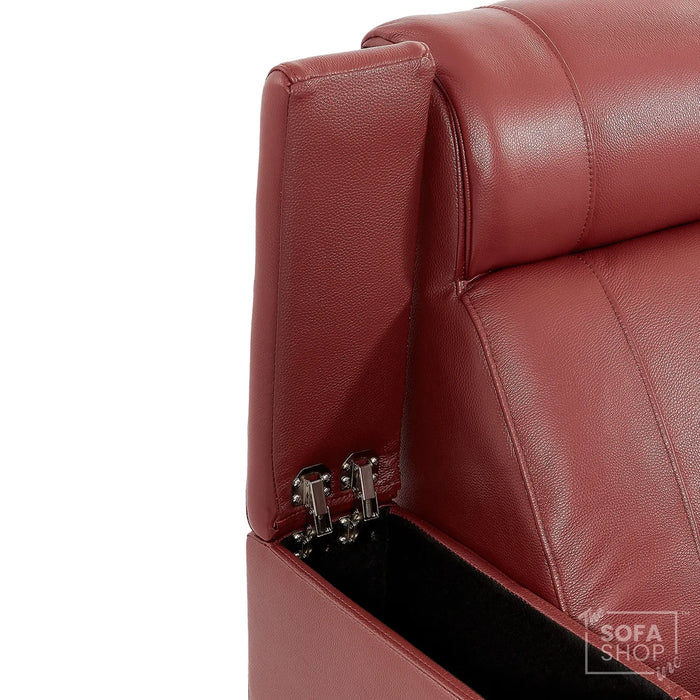 3 Seater Smart Tech Electric Recliner Cinema Sofa | Luxury Theatre Seating | Red Real Leather | Rimini