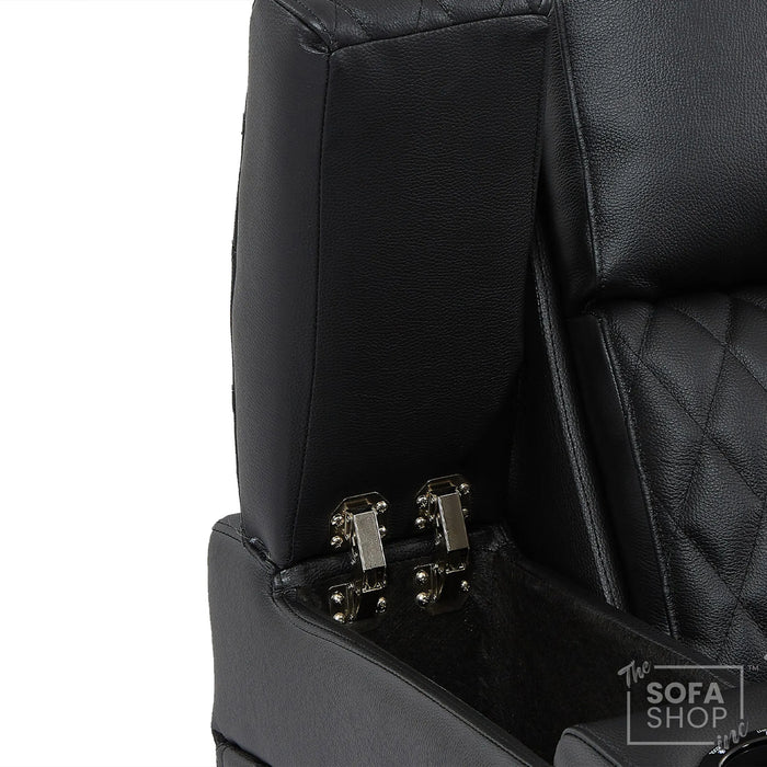 2 Seater Smart Tech Electric Recliner Cinema Sofa | Luxury Theatre Seating | Black Real Leather| Milano