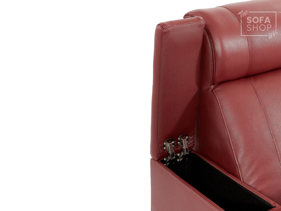 3 Seater Smart Tech Electric Recliner Cinema Sofa | Luxury Theatre Seating | Red Real Leather | Rimini
