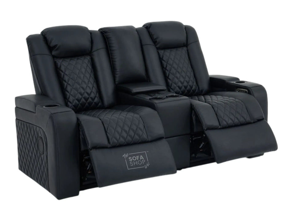 2 Seater Smart Tech Electric Recliner Cinema Sofa | Luxury Theatre Seating | Black Real Leather | Milano