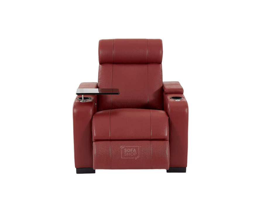 1 Seater Smart Tech Electric Recliner Cinema Chair | Luxury Theatre Seating | Red Real Leather | Rimini