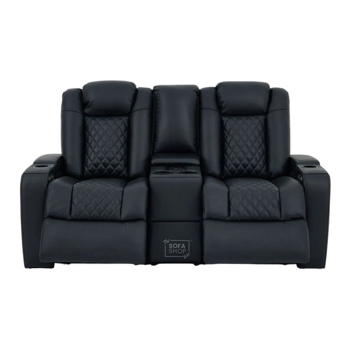 2 Seater Smart Tech Electric Recliner Cinema Sofa | Luxury Theatre Seating | Black Real Leather | Milano