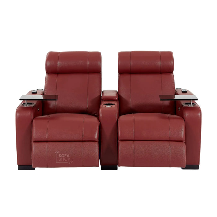 2 Seater Smart Tech Electric Recliner Cinema Sofa | Luxury Theatre Seating | Red Real Leather | Rimini