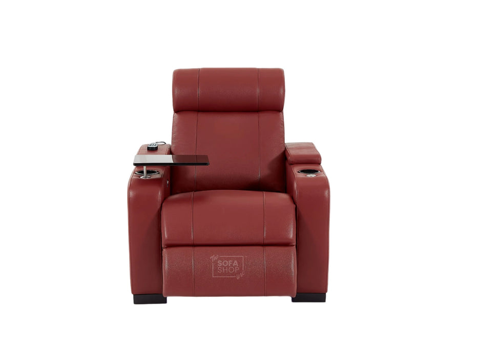 1 Seater Smart Tech Electric Recliner Cinema Chair | Luxury Theatre Seating | Red Real Leather | Rimini