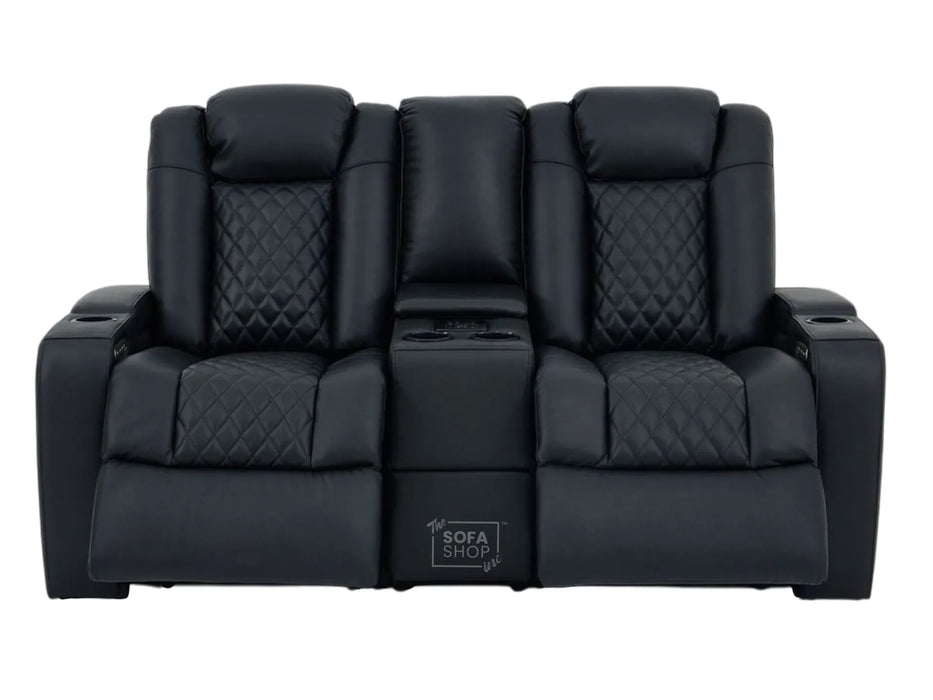 2 Seater Smart Tech Electric Recliner Cinema Sofa | Luxury Theatre Seating | Black Real Leather | Milano