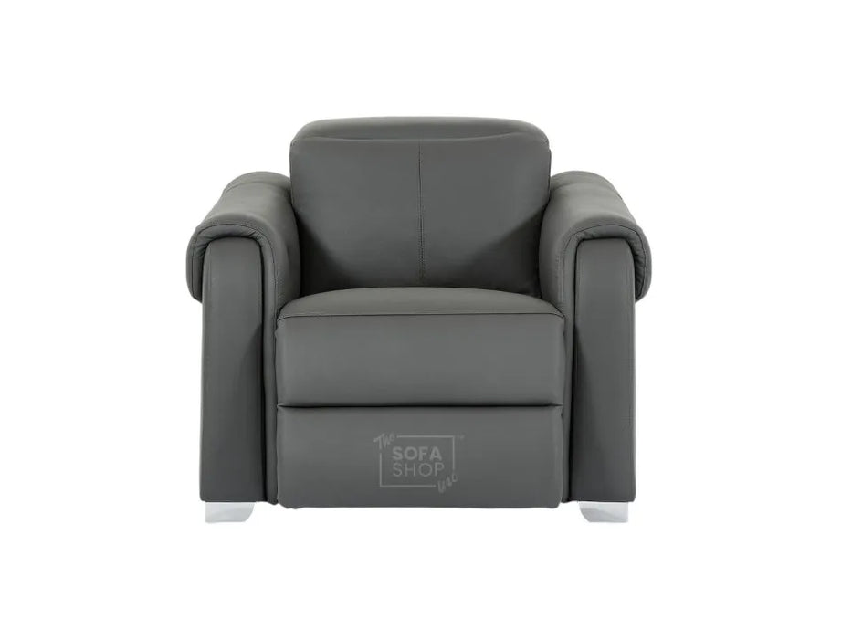 1 Seater Electric Recliner Chair | Grey Real Leather | Turin