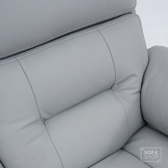 3 Seater Smart Tech Electric Recliner Cinema Sofa | Light Grey Real Leather | Sicily