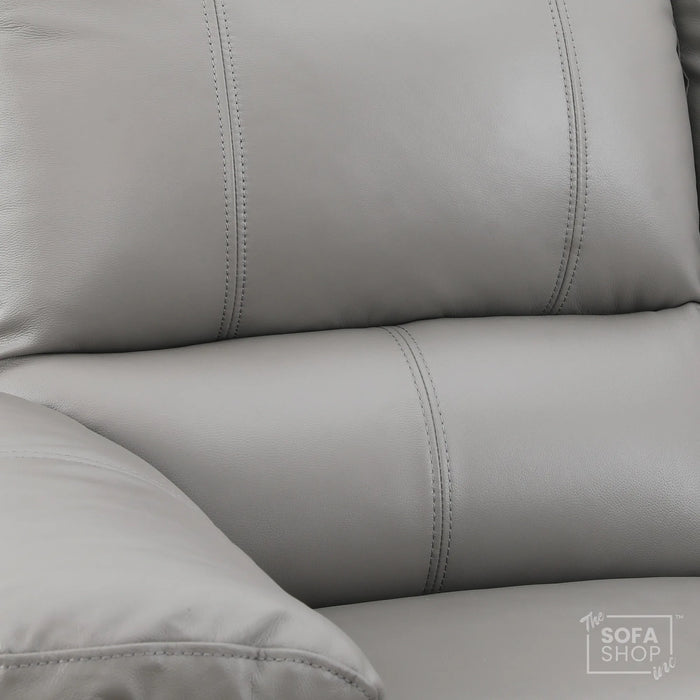 3 Seater Electric Recliner Sofa | Grey Real Leather | Trento