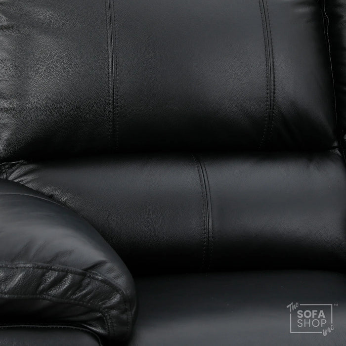 3 Seater Electric Recliner Sofa | Black Real Leather | Trento