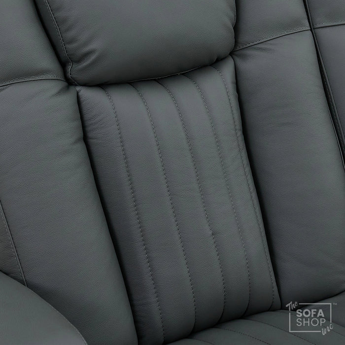 3 Seater Smart Tech Electric Recliner Cinema Sofa | Grey Real Leather | Capri