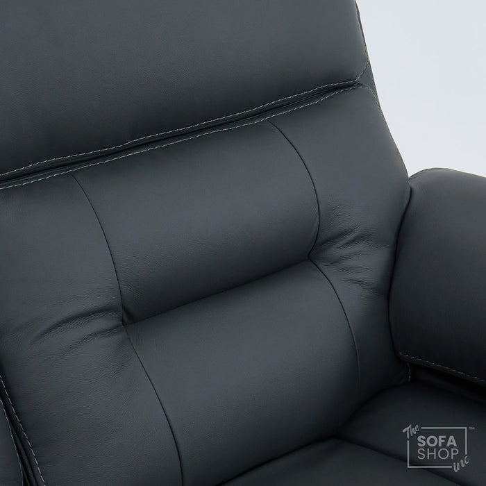 2 Seater Smart Tech Electric Recliner Cinema Sofa | Grey Real Leather | Sicily