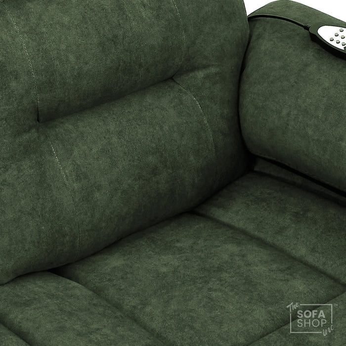 2 Seater Smart Tech Electric Recliner Cinema Sofa | Olive Green Fabric | SIcily