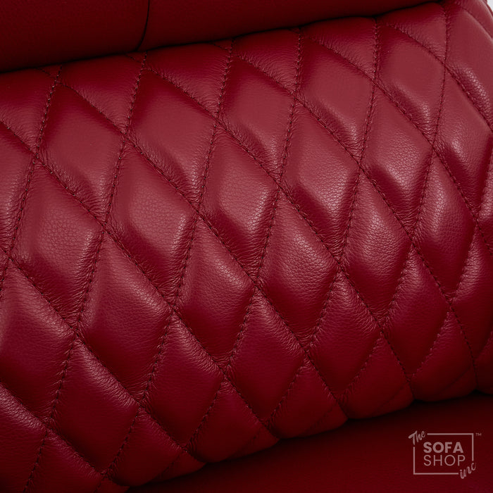 2 Seater Smart Tech Electric Recliner Cinema Sofa | Luxury Theatre Seating | Red Real Leather | Assisi