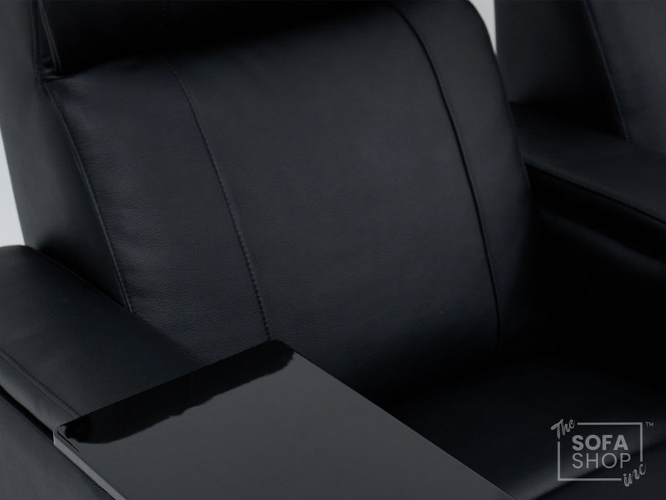 2 Seater Smart Tech Electric Recliner Cinema Sofa | Luxury Theatre Seating | Black Real Leather | Rimini