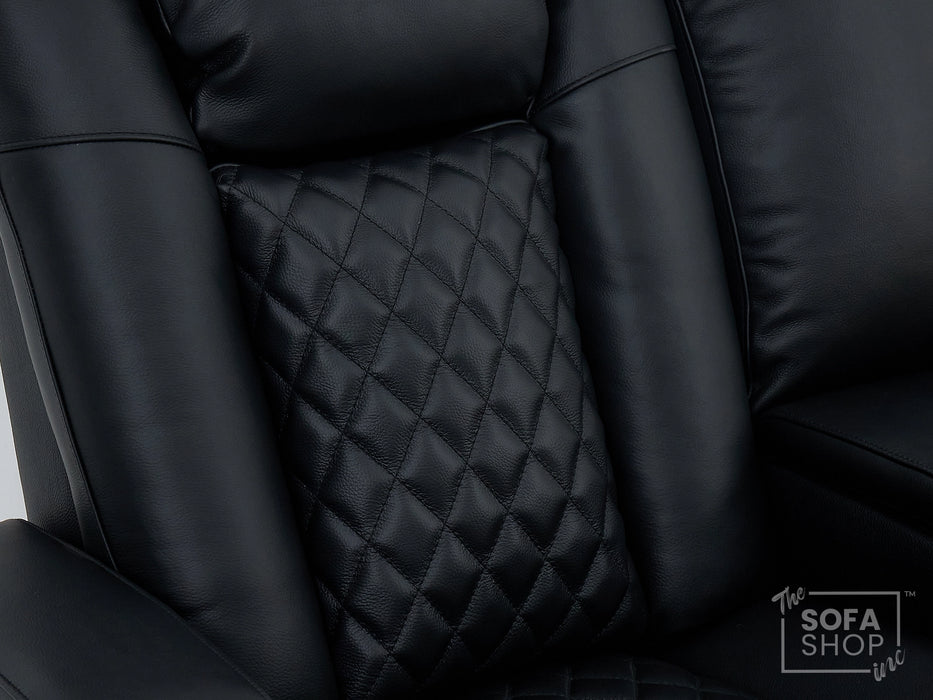 3 Seater Smart Tech Electric Recliner Cinema Sofa | Black Real Leather | Milano