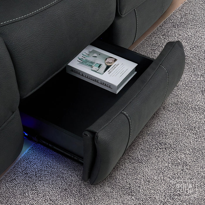 3 Seater Smart Tech Electric Recliner Cinema Sofa | Charcoal Grey Fabric | Florence