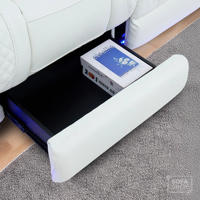 3 Seater Smart Tech Electric Recliner Cinema Sofa | White Real Leather | Napoli