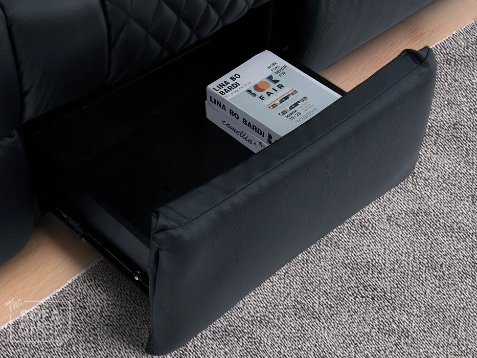 3 Seater Smart Tech Electric Recliner Cinema Sofa | Black Real Leather | Milano