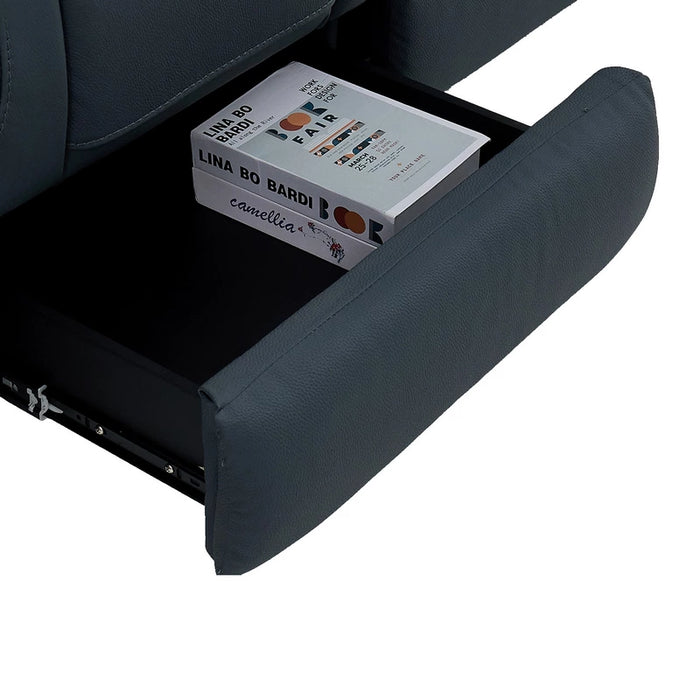 3 Seater Smart Tech Electric Recliner Cinema Sofa | Blue Real Leather | Napoli