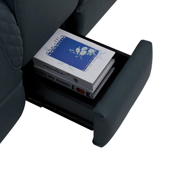 2 Seater Smart Tech Electric Recliner Cinema Sofa | Blue Real Leather | Napoli