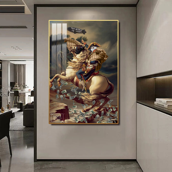 'The World Is Yours' Horse & Rider LED Canvas | 100x150cm | Gold or Black Frame