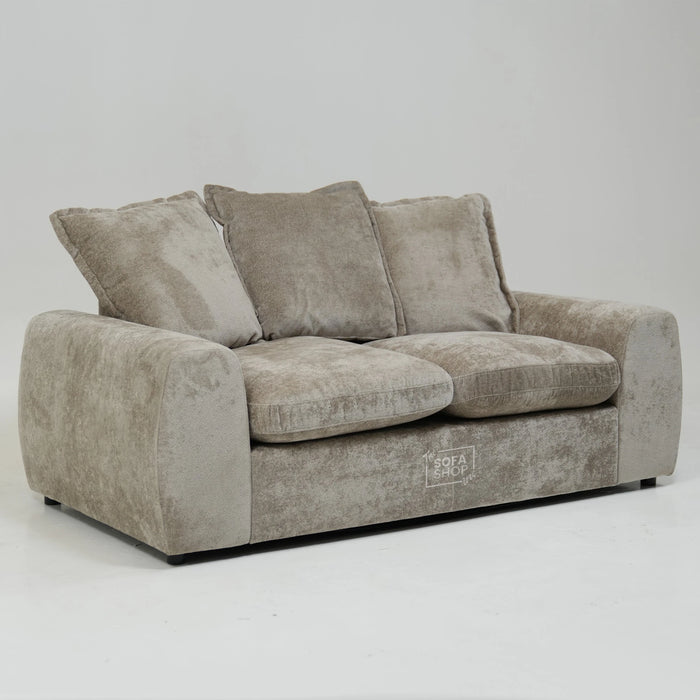 2 Seater Beige Static Sofa With Removable Cushions | Dent On LHF Arm | Genova | SHS 29 | The Sofa Shop