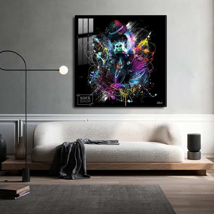 Gorilla LED Canvas | Colour Splash | 100x100cm | Gold or Black Frame