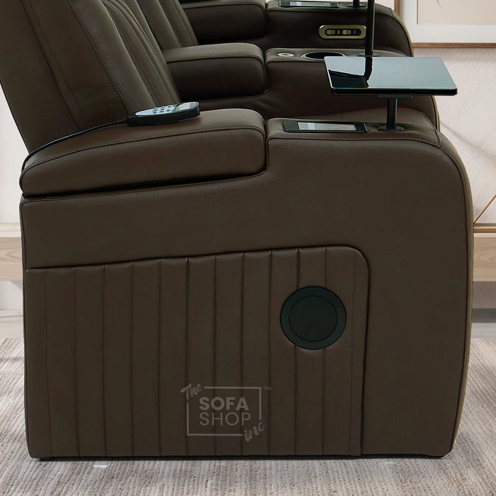 2 Seater Smart Tech Electric Recliner Cinema Sofa | Luxury Theatre Seating | Brown Real Leather | Capri