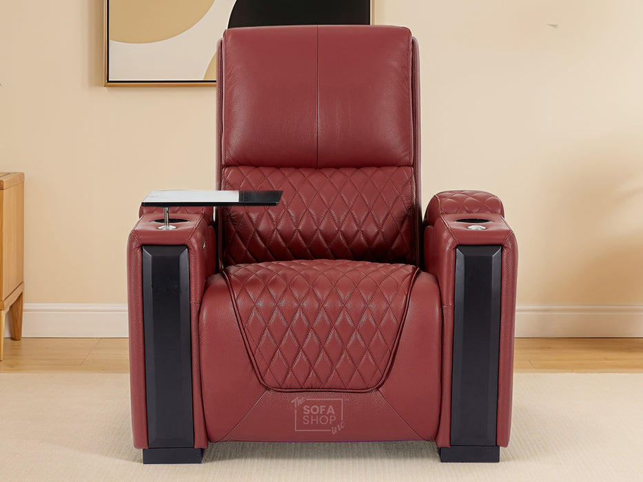 1 Seater Smart Tech Electric Recliner Cinema Chair | Luxury Theatre Seating | Red Real Leather | Assisi