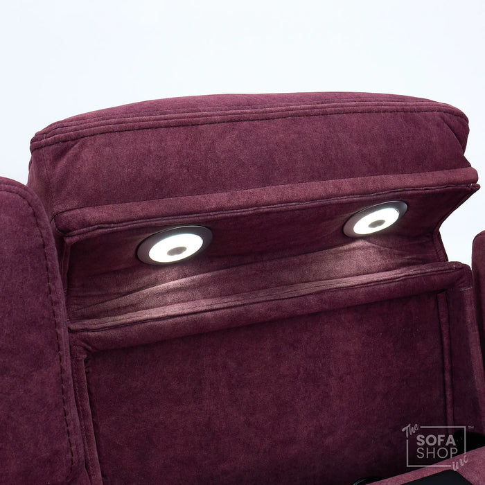 3 Seater Smart Tech Electric Recliner Cinema Sofa | Purple Fabric | Sicily