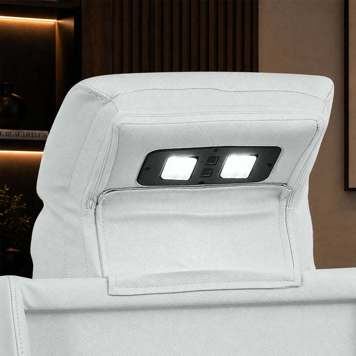 3 Seater Smart Tech Electric Recliner Cinema Sofa | White Real Leather | Napoli