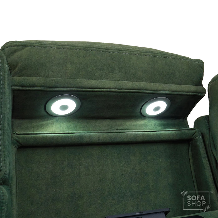 3 Seater Smart Tech Electric Recliner Cinema Sofa | Olive Green Fabric | Sicily