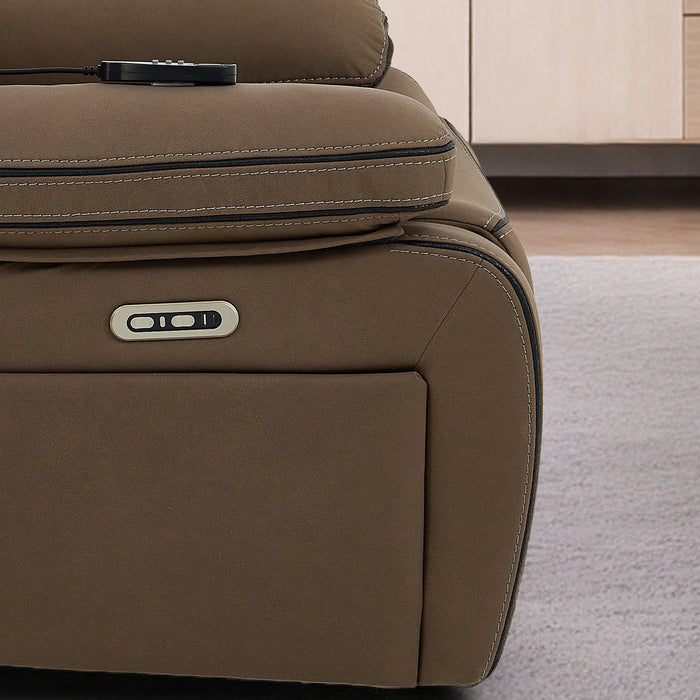 1 Seater Smart Tech Electric Recliner Cinema Chair | Mocha Brown Fabric | Tuscany