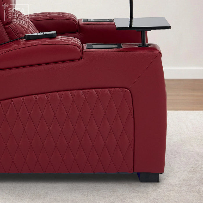 1 Seater Smart Tech Electric Recliner Cinema Chair | Luxury Theatre Seating | Red Real Leather | Assisi