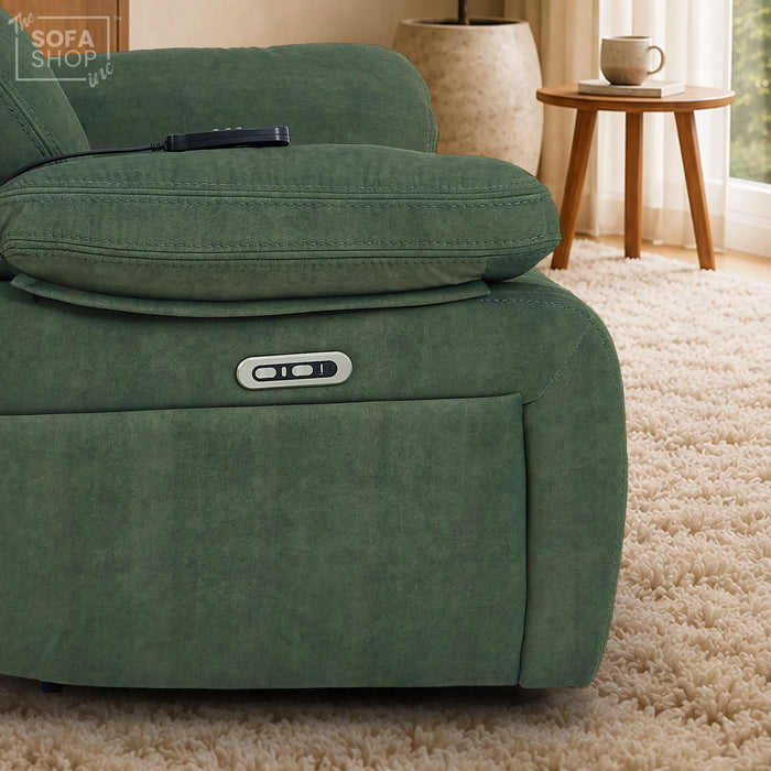 1 Seater Smart Tech Electric Recliner Cinema Chair | Olive Green Fabric | Sicily