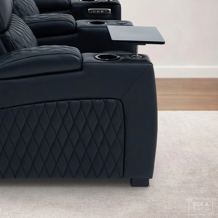 2 Seater Smart Tech Electric Recliner Cinema Sofa | Luxury Theatre Seating | Black Real Leather | Assisi